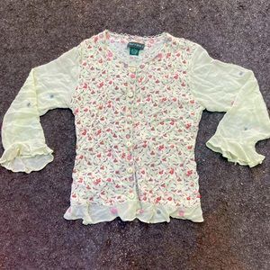 Vintage papy boez rayon floral button down embroidered blouse top beaded